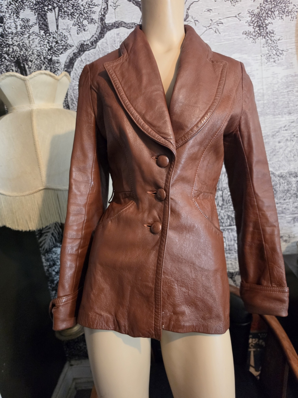 True Vintage 70s Tailored Brown Leather Blazer Jacket